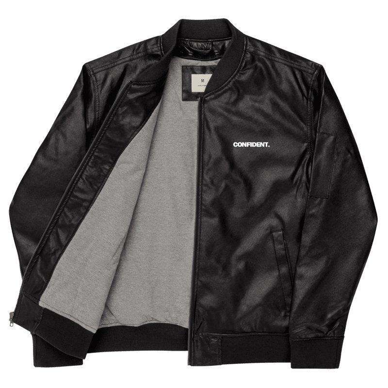 Faux Leather Bomber Jacket - CONFIDENT THREADSFaux Leather Bomber Jacket