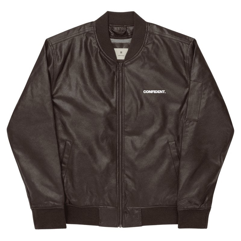 Faux Leather Bomber Jacket - CONFIDENT THREADSFaux Leather Bomber Jacket