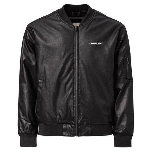 Faux Leather Bomber Jacket - CONFIDENT THREADSFaux Leather Bomber Jacket